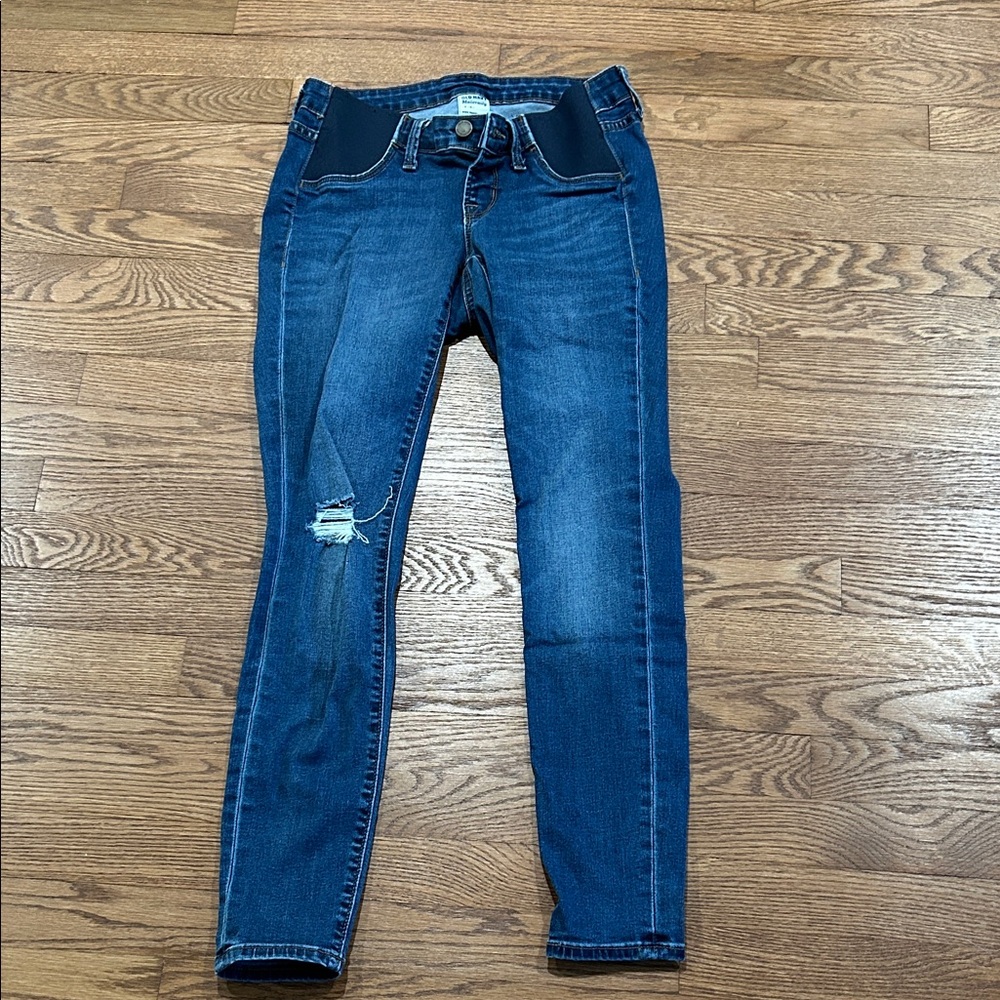 Old Navy Dark Blue Skinny Maternity Jeans with Knee Distress